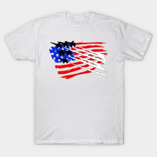 F18 Hornets flyover American Flag V2 T-Shirt